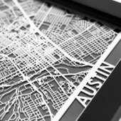 5" X 7" Stainless Steel Cut Austin City Map (Detail)