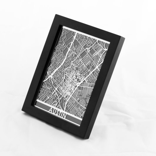 5" X 7" Stainless Steel Cut Austin City Map (Front Right)