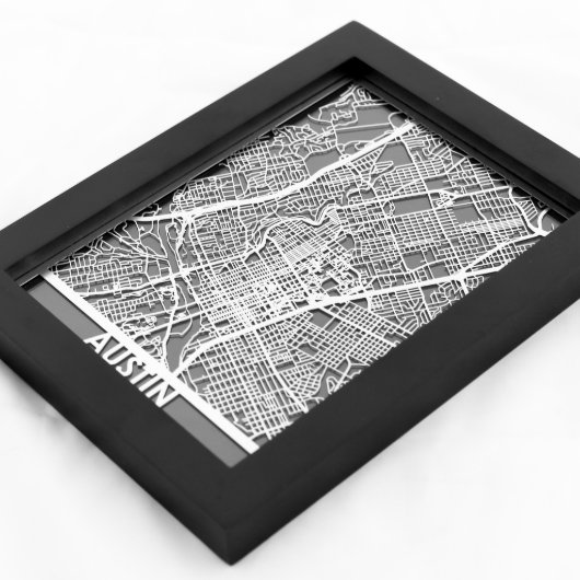 5" X 7" Stainless Steel Cut Austin City Map (3/4)