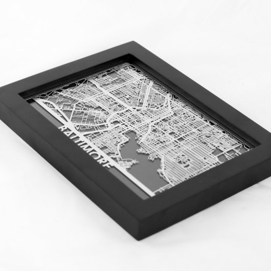 5" X 7" Stainless Steel Cut Baltimore City Map (3/4)