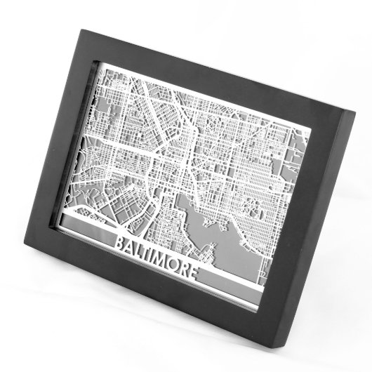 5" X 7" Stainless Steel Cut Baltimore City Map (Front Right)