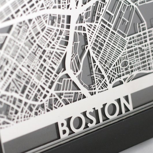 5" X 7" Stainless Steel Cut Boston City Map (Detail)