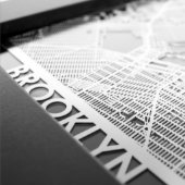 5" X 7" Stainless Steel Cut Brooklyn New York Map (Detail)