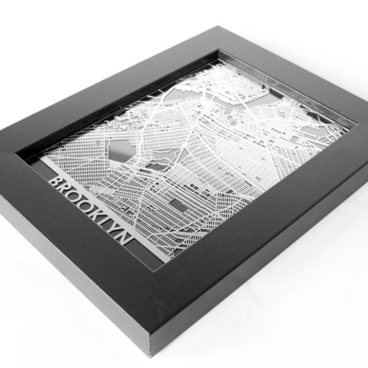 5" X 7" Stainless Steel Cut Brooklyn New York Map (3/4)