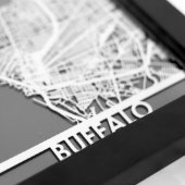 5" X 7" Stainless Steel Cut Buffalo City Map (Detail)