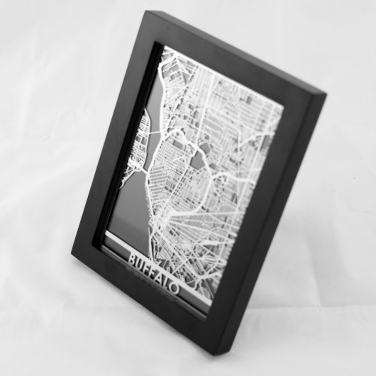 5" X 7" Stainless Steel Cut Buffalo City Map (Front Right)