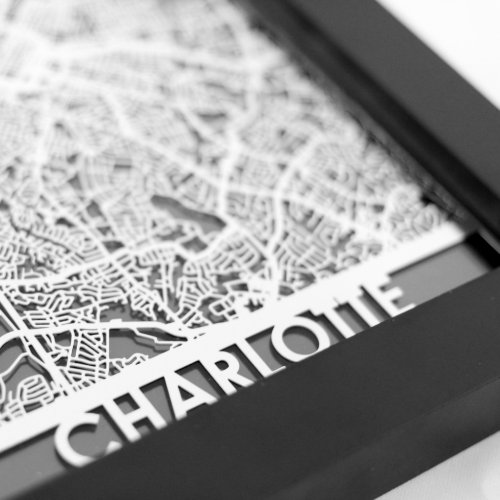 5 X 7 Stainless Steel Cut Charlotte City Map