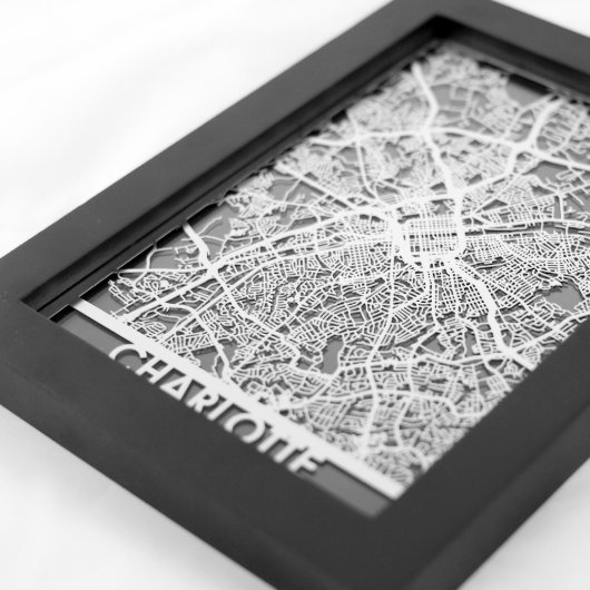 5" X 7" Stainless Steel Cut Charlotte City Map (3/4)