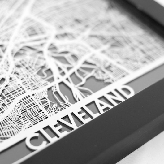 5" X 7" Stainless Steel Cut Cleveland City Map (Detail)