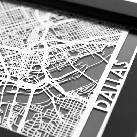 5" X 7" Stainless Steel Cut Dallas Texas City Map (Details)