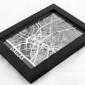 5" X 7" Stainless Steel Cut Dallas Texas City Map (3/4)