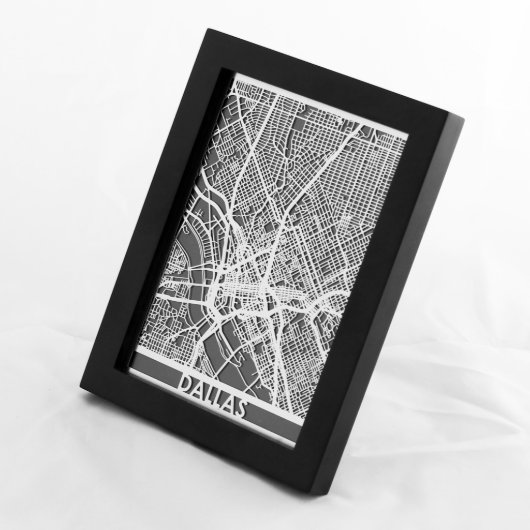 5" X 7" Stainless Steel Cut Dallas Texas City Map (Front Right)