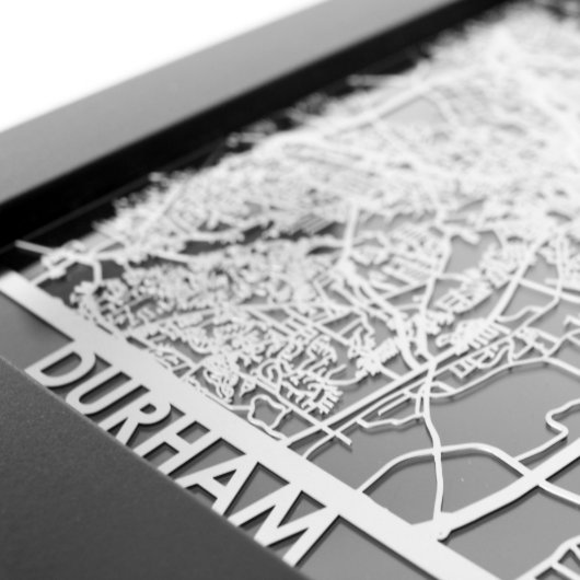 5" X 7" Stainless Steel Cut Durham City Map (Detail)