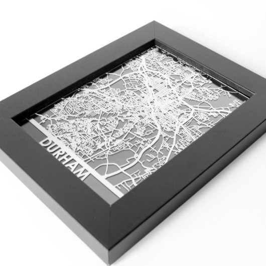 5" X 7" Stainless Steel Cut Durham City Map (3/4)