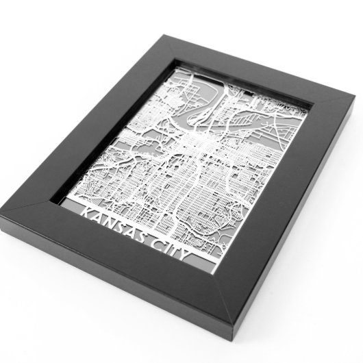 5" X 7" Stainless Steel Cut Kansas City Kansas Map (3/4)