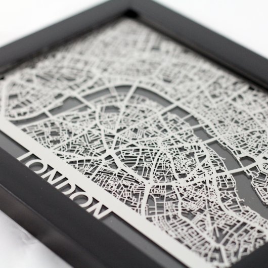 5" X 7" Stainless Steel Cut London City Map (3/4)