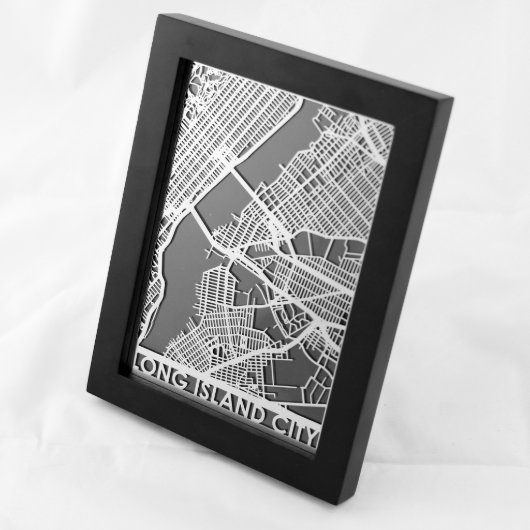 5" X 7" Stainless Steel Cut Long Island City Map (Front Right)