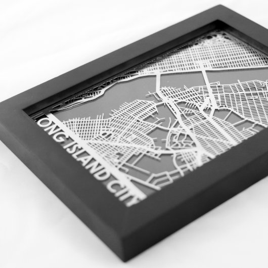 5" X 7" Stainless Steel Cut Long Island City Map (3/4)
