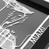 5" X 7" Stainless Steel Cut Miami City Map (Detail)