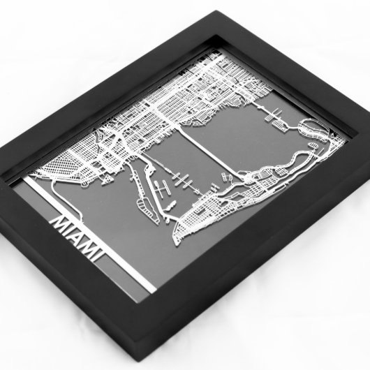 5" X 7" Stainless Steel Cut Miami City Map (3/4)