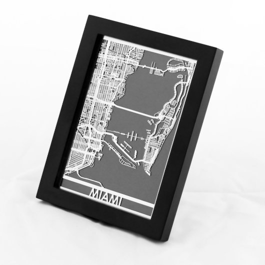 5" X 7" Stainless Steel Cut Miami City Map (Front Right)