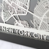 5" X 7" Stainless Steel Cut New York City Map (Details)