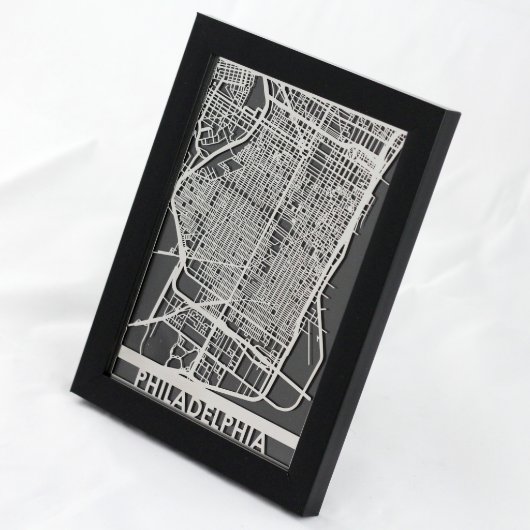 5" X 7" Stainless Steel Cut Philadelphia City Map (Front Right)