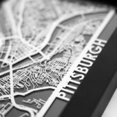 5" X 7" Stainless Steel Cut Pittsburgh City Map (Detail)