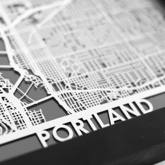 5" X 7" Stainless Steel Cut Portland City Map (Detail)