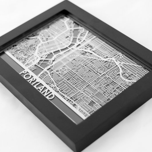 5" X 7" Stainless Steel Cut Portland City Map (3/4)