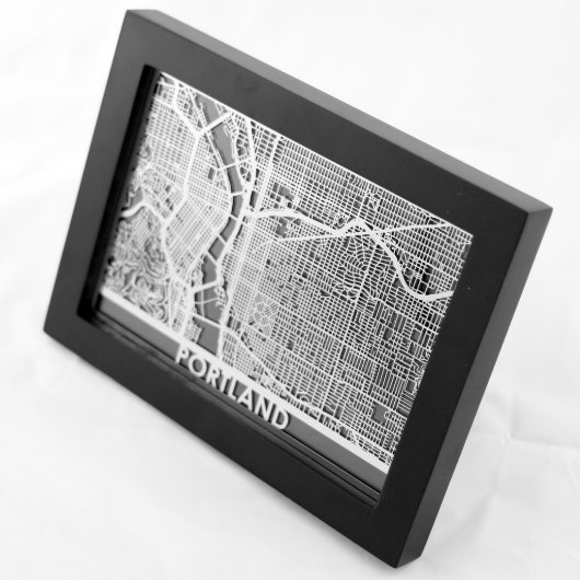 5" X 7" Stainless Steel Cut Portland City Map (Front Right)