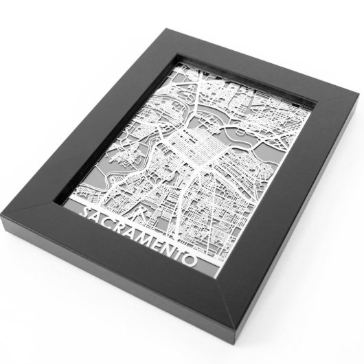5" X 7" Stainless Steel Cut Sacramento City Map (3/4)
