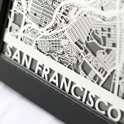 5" X 7" Stainless Steel Cut San Francisco City Map (Detail)