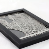 5" X 7" Stainless Steel Cut Seattle City Map (3/4)
