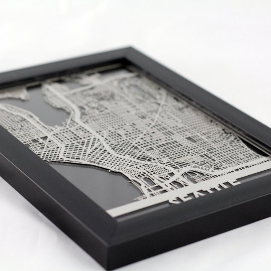 5" X 7" Stainless Steel Cut Seattle City Map (3/4)