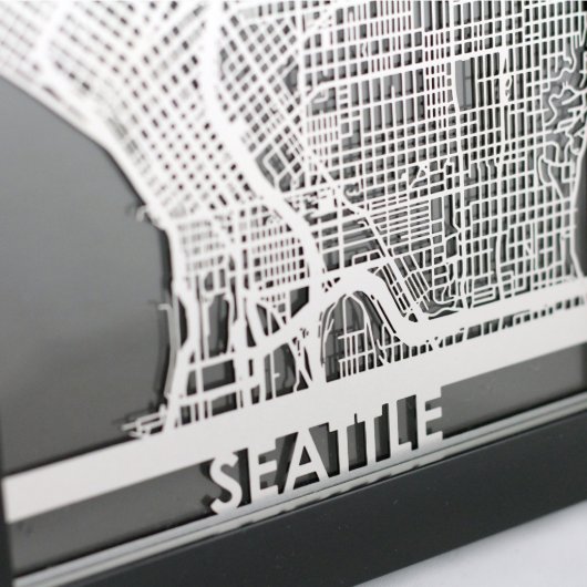 5" X 7" Stainless Steel Cut Seattle City Map (Detail)