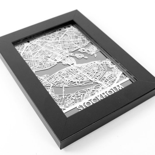 5" X 7" Stainless Steel Cut Stockholm City Map (3/4)