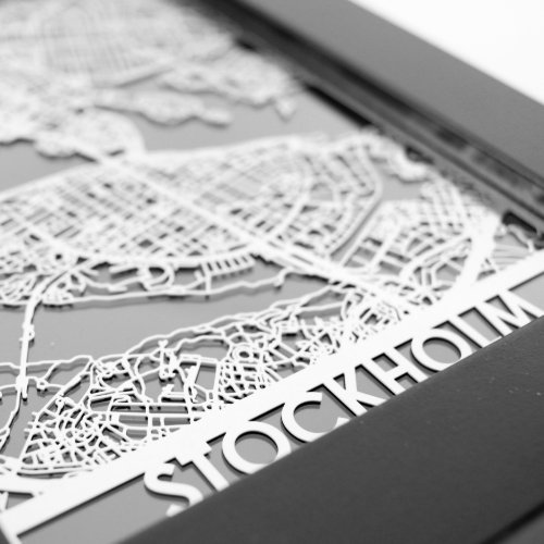 5 X 7 Stainless Steel Cut Stockholm City Map