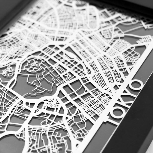 5 X 7 Stainless Steel Cut Tokyo City Map