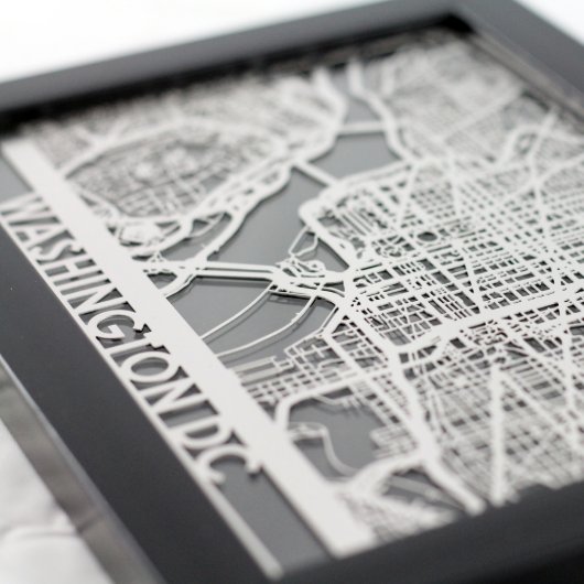 5" X 7" Stainless Steel Cut Washington D.C. Map (Detail)
