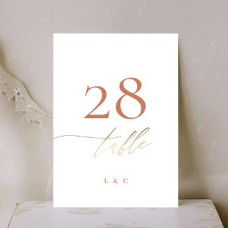 5 x 7 Terracotta Elegant Gold Wedding Table Number