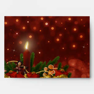 5 x 7 Vintage Christmas Red Glitter Return Address Envelope