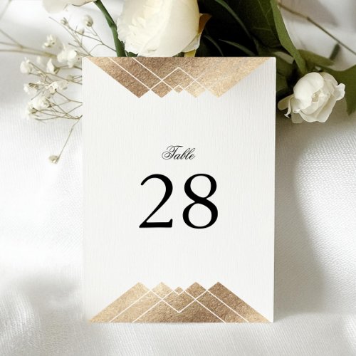 5 x 7 White Gold Gatsby Wedding Table Numbers