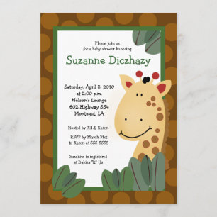 5 x 7 Zanzibar GIRAFFE Jungle Baby Shower Invitation
