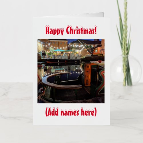 5 x Narrowboat themed Christmas Foil Holiday Card