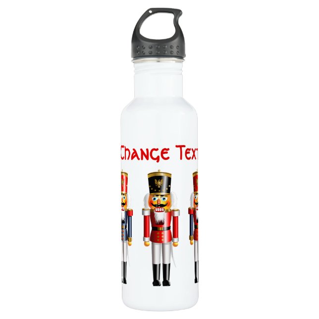 5 Xmas Nutcracker Toy Soldiers Water Bottle (Front)