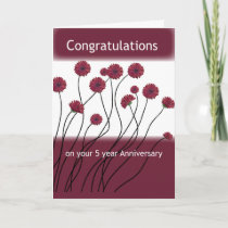 5 Year Anniversary 12 Step Recovery Flowers Card