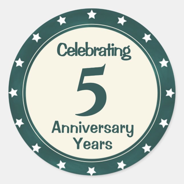 5 Year Anniversary Classic Round Sticker (Front)