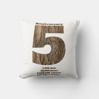 5 Year Anniversary - Wood Anniversary Milestone Throw Pillow