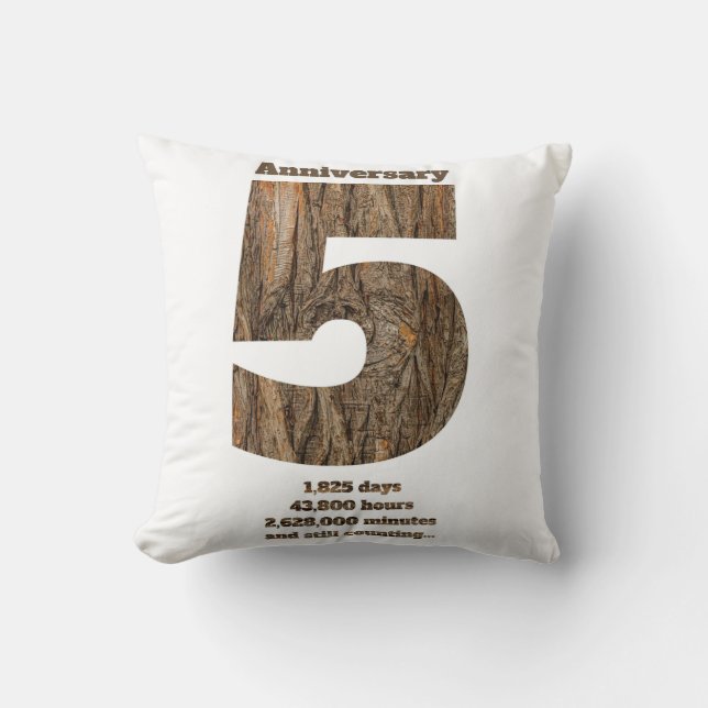 5 Year Anniversary - Wood Anniversary Milestone Throw Pillow (Front)